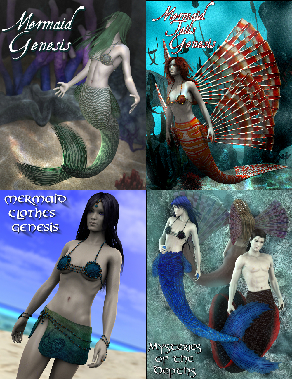 Mermaid Genesis Mega Bundle by: SickleyieldFuseling, 3D Models by Daz 3D