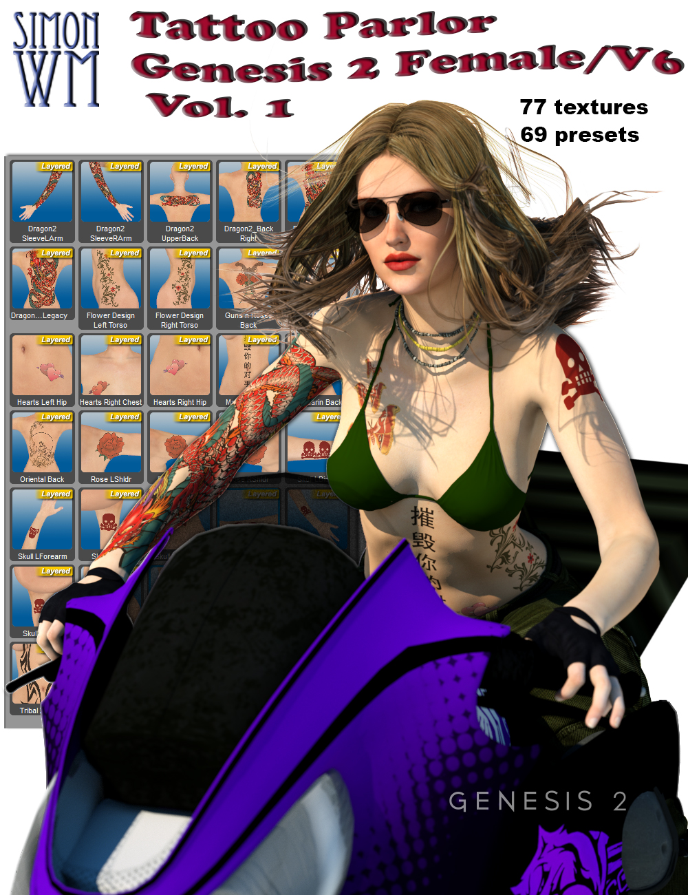 Tattoo Parlor Genesis 2 Female and V6 Vol. 1 by: SimonWM, 3D Models by Daz 3D