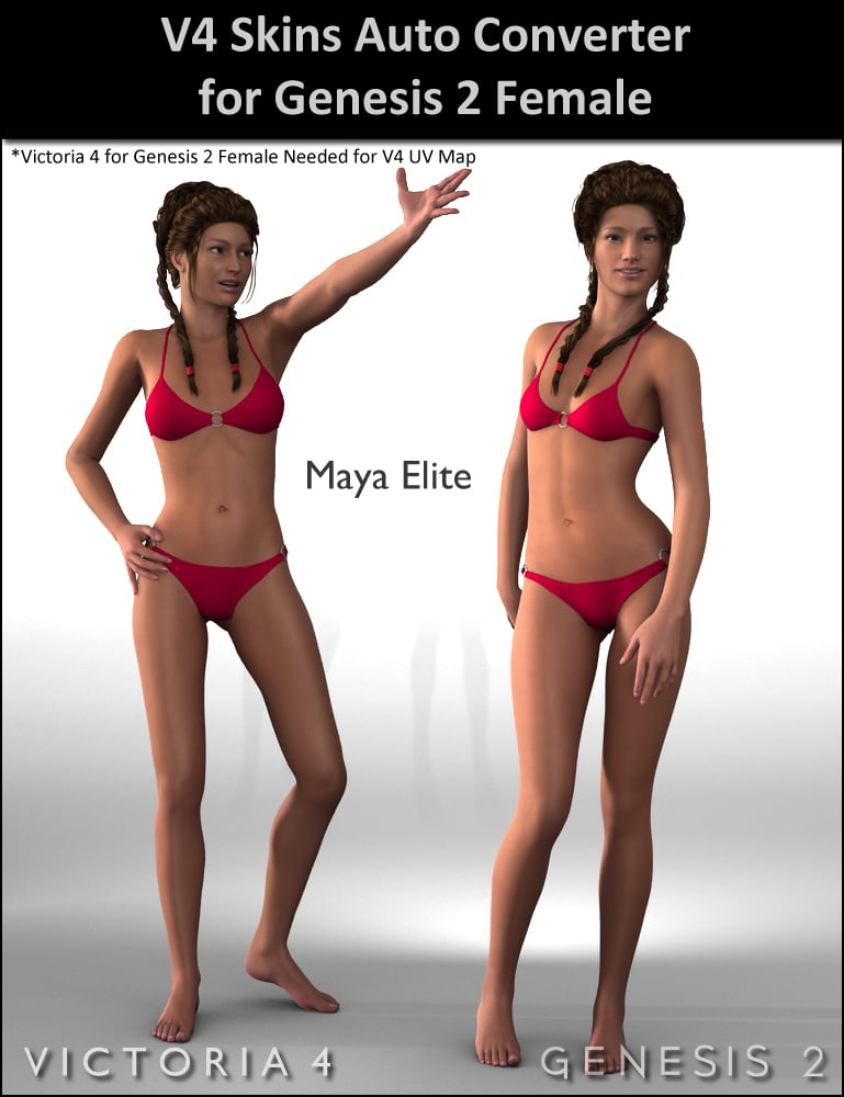 V4 Skins Auto Converter for Genesis 2 Female(s) by: DraagonStorm, 3D Models by Daz 3D
