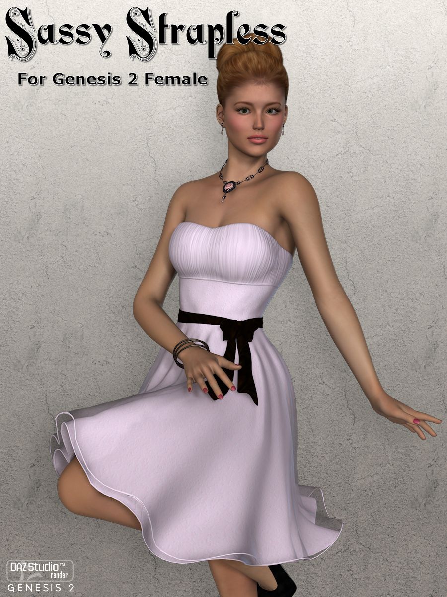 Sassy Strapless Dress by: WildDesigns, 3D Models by Daz 3D
