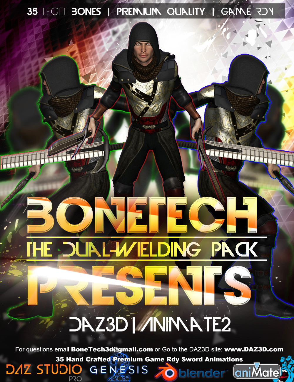 Dual-Wield Bones Animation Pack by: BoneTech3D, 3D Models by Daz 3D