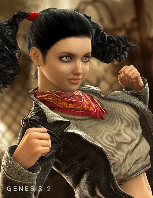 Josie Tails Hair for Genesis 2 Female(s) by: Neftis3D, 3D Models by Daz 3D
