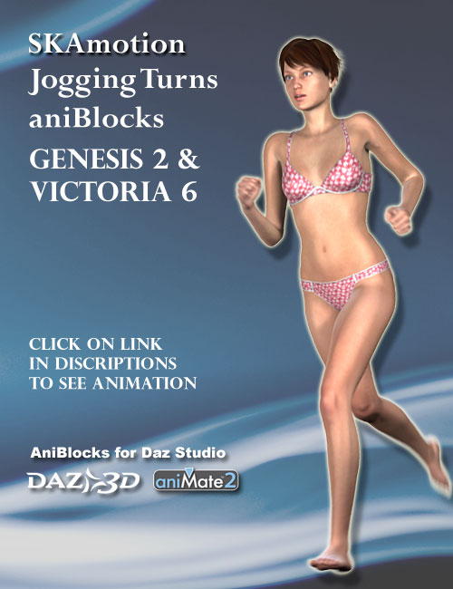 Jogging Turns aniBlocks Victoria 6 / Genesis 2 Female(s) by: SKAmotion, 3D Models by Daz 3D