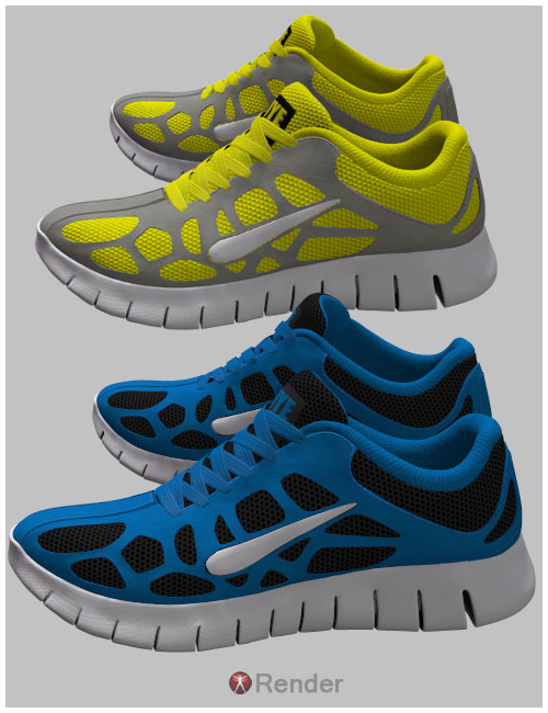 Running Shoes 2 For Genesis 2 Female(s) and Genesis by: Cute3D, 3D Models by Daz 3D