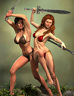 Heroine Fantasy Poses & Weapons for Genesis 2 Female by: DianePredatron, 3D Models by Daz 3D
