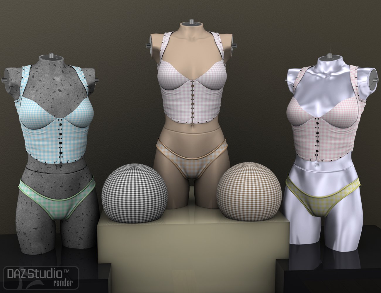 Cloth Shaders Vol 1 - Gingham by: Digital Lite Design, 3D Models by Daz 3D