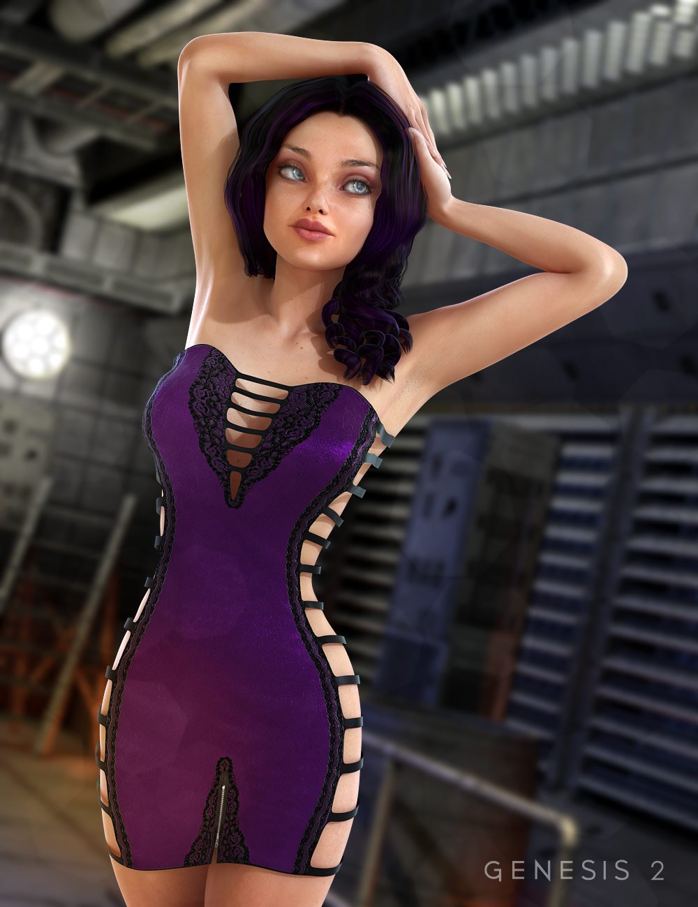 Strappy Party Dress by: , 3D Models by Daz 3D