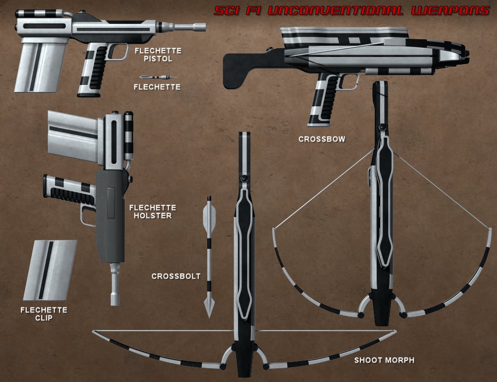 Sci Fi Unconventional Weapons Sci Fi Unconventional Weapons by: Nightshift3D, 3D Models by Daz 3D