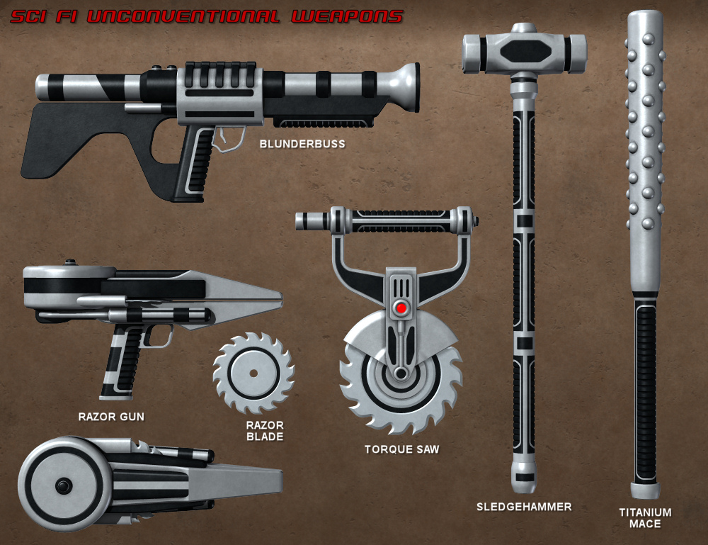 Sci Fi Unconventional Weapons by: Nightshift3D, 3D Models by Daz 3D