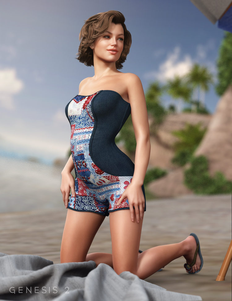 Strapless Romper for Genesis 2 Female(s) by: SarsaXena, 3D Models by Daz 3D