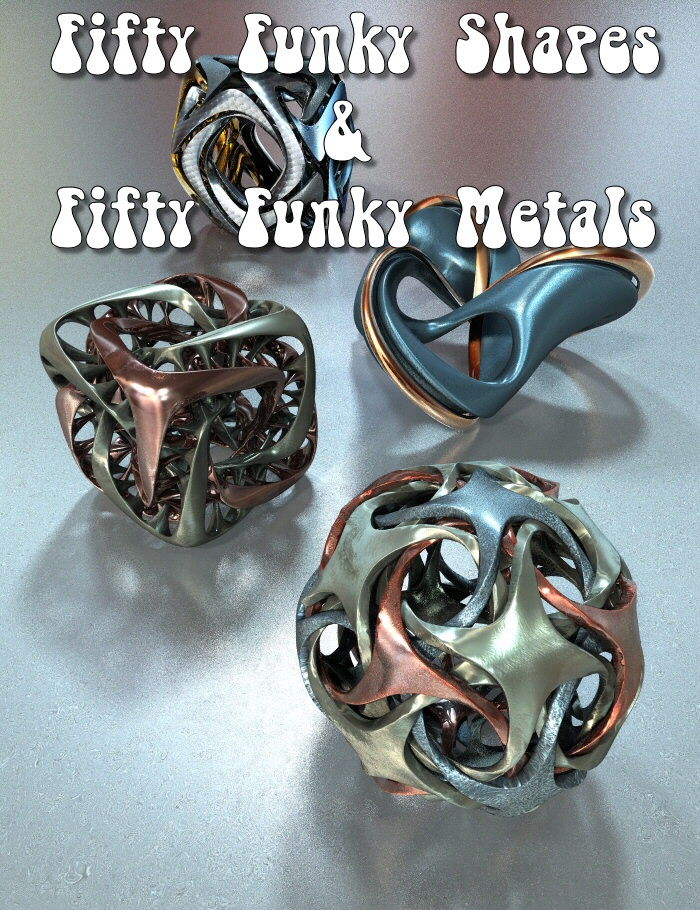 Bryce 7.1 Pro - Fifty Funky Shapes and Fifty Funky Metals by: David BrinnenHoro, 3D Models by Daz 3D