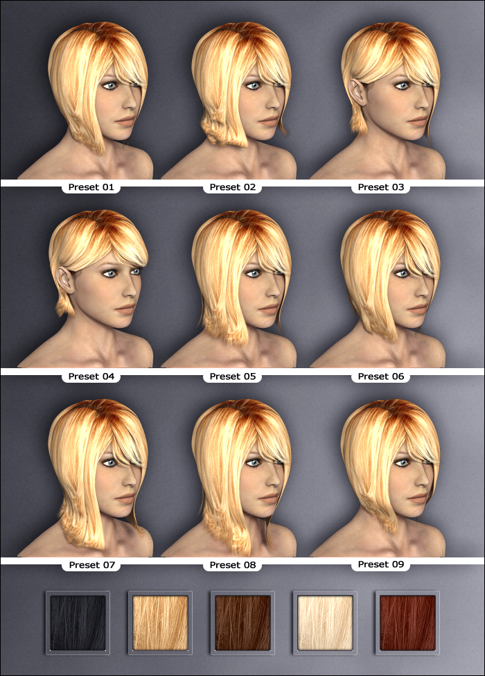 Actual Hair 2 V4 by: MindVision G.D.S., 3D Models by Daz 3D