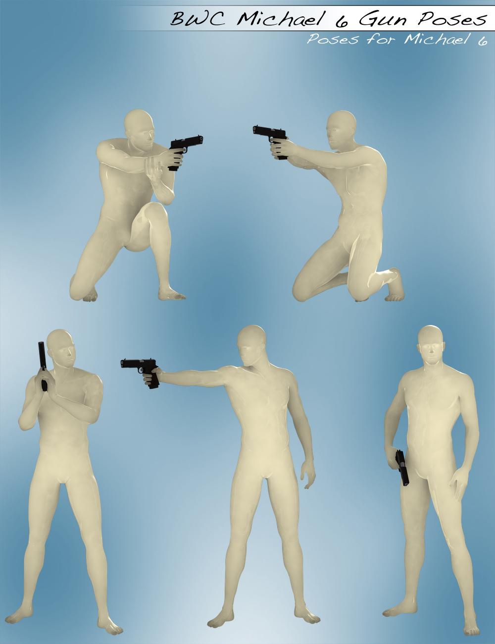 BWC Michael 6 Gun Poses by: Sedor, 3D Models by Daz 3D