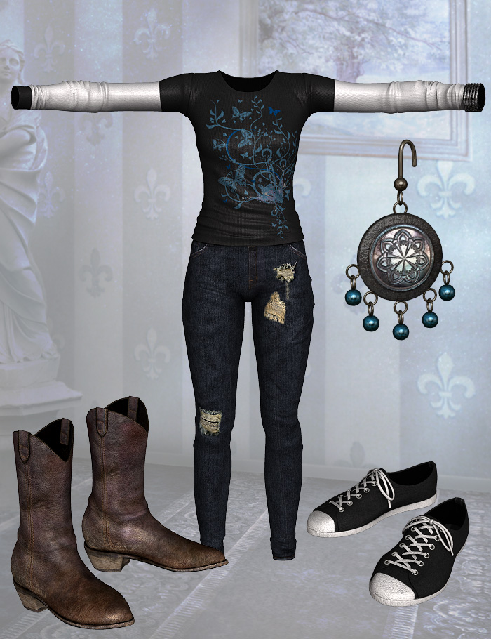 Trendy Layers for Casual Jeans and T-Shirt by: Sarsa, 3D Models by Daz 3D