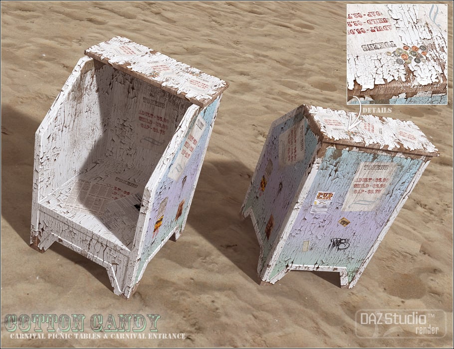 Cotton Candy for Carnival Entrance and Picnic Tables by: ForbiddenWhispers, 3D Models by Daz 3D