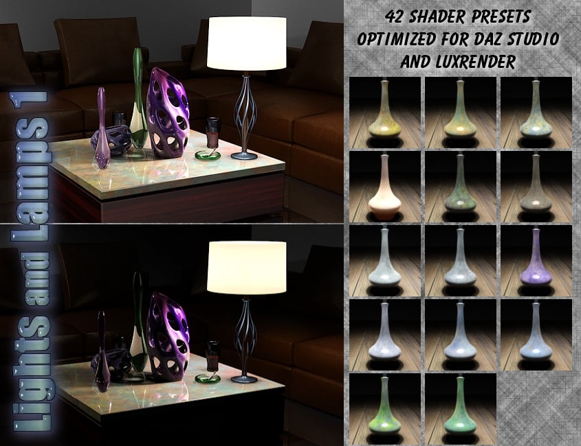 InaneGlory's Lights and Lamps 1 - Table Lamps by: IDG DesignsInaneGlory, 3D Models by Daz 3D