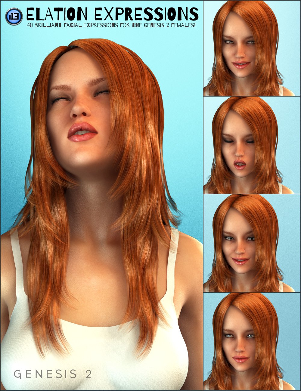 i13 Elation Expressions for Genesis 2 Female(s) by: ironman13, 3D Models by Daz 3D