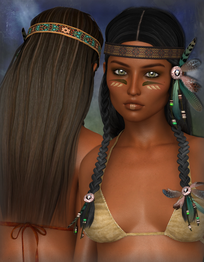 Wachiwi Hair for V4 by: SWAM, 3D Models by Daz 3D