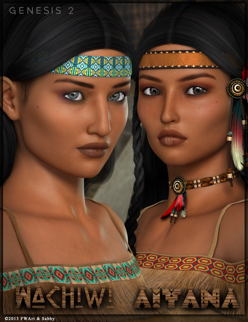 FWSA Wachiwi and Aiyana Bundle by: SabbyFred Winkler Art, 3D Models by Daz 3D