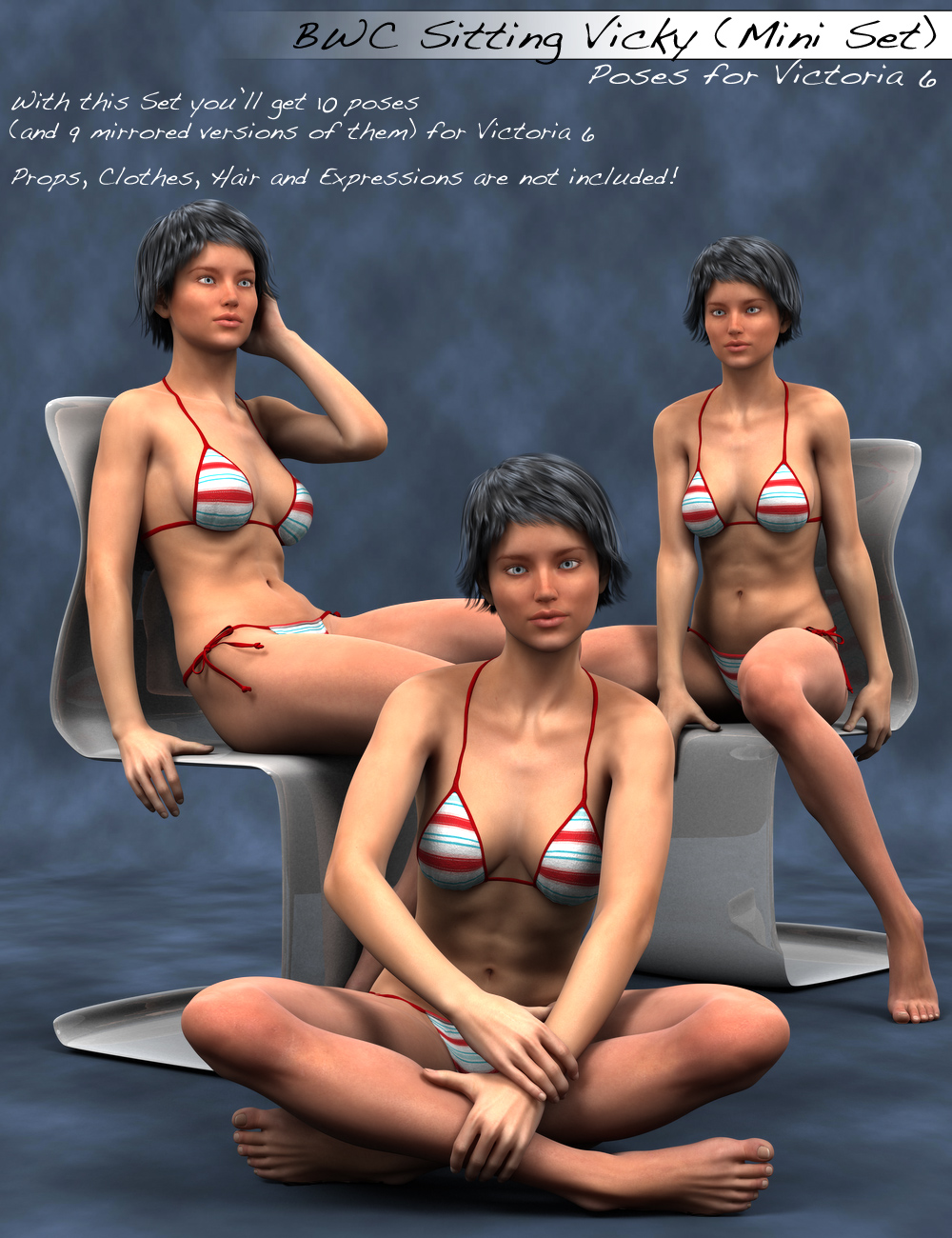 BWC Sitting Vicky for Victoria 6 by: Sedor, 3D Models by Daz 3D