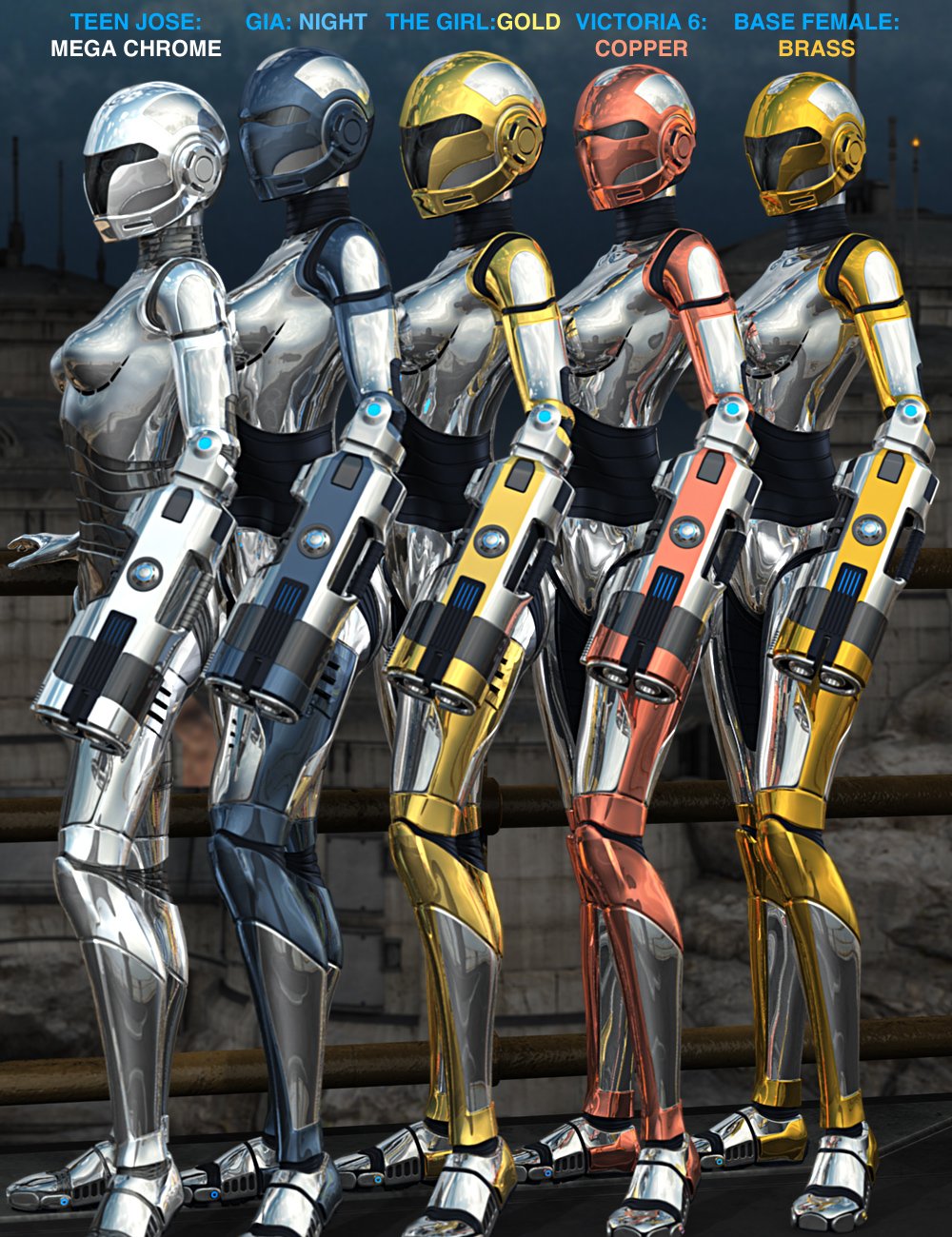 Genesis 2 Female Bot Armor Set 2 by: Parris, 3D Models by Daz 3D