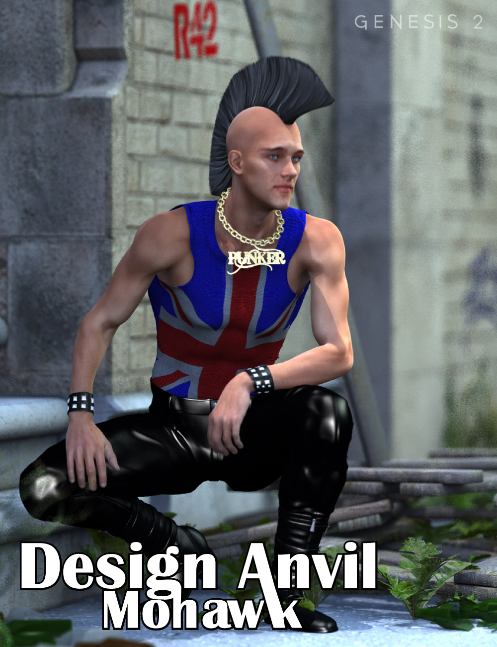 DA Mohawk for Genesis 2 Male(s) by: Design Anvil, 3D Models by Daz 3D