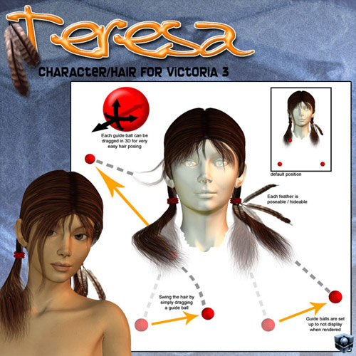 Teresa Hair by: 3D Universe, 3D Models by Daz 3D
