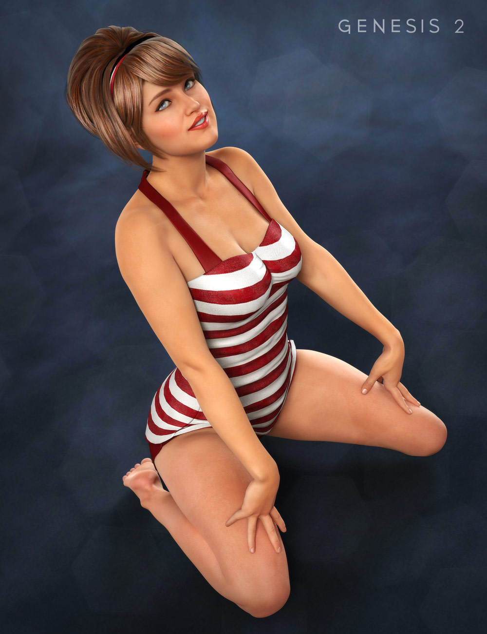 Retro Swimsuit for Genesis 2 Female(s) by: SarsaXena, 3D Models by Daz 3D