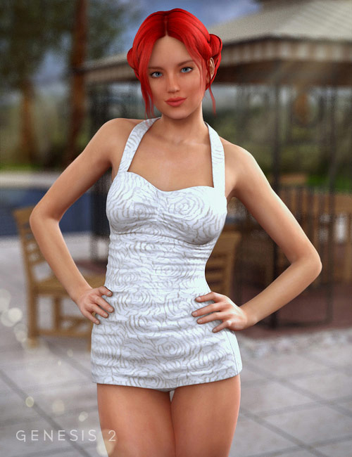 Retro Swimsuit for Genesis 2 Female(s) Textures by: Sarsa, 3D Models by Daz 3D