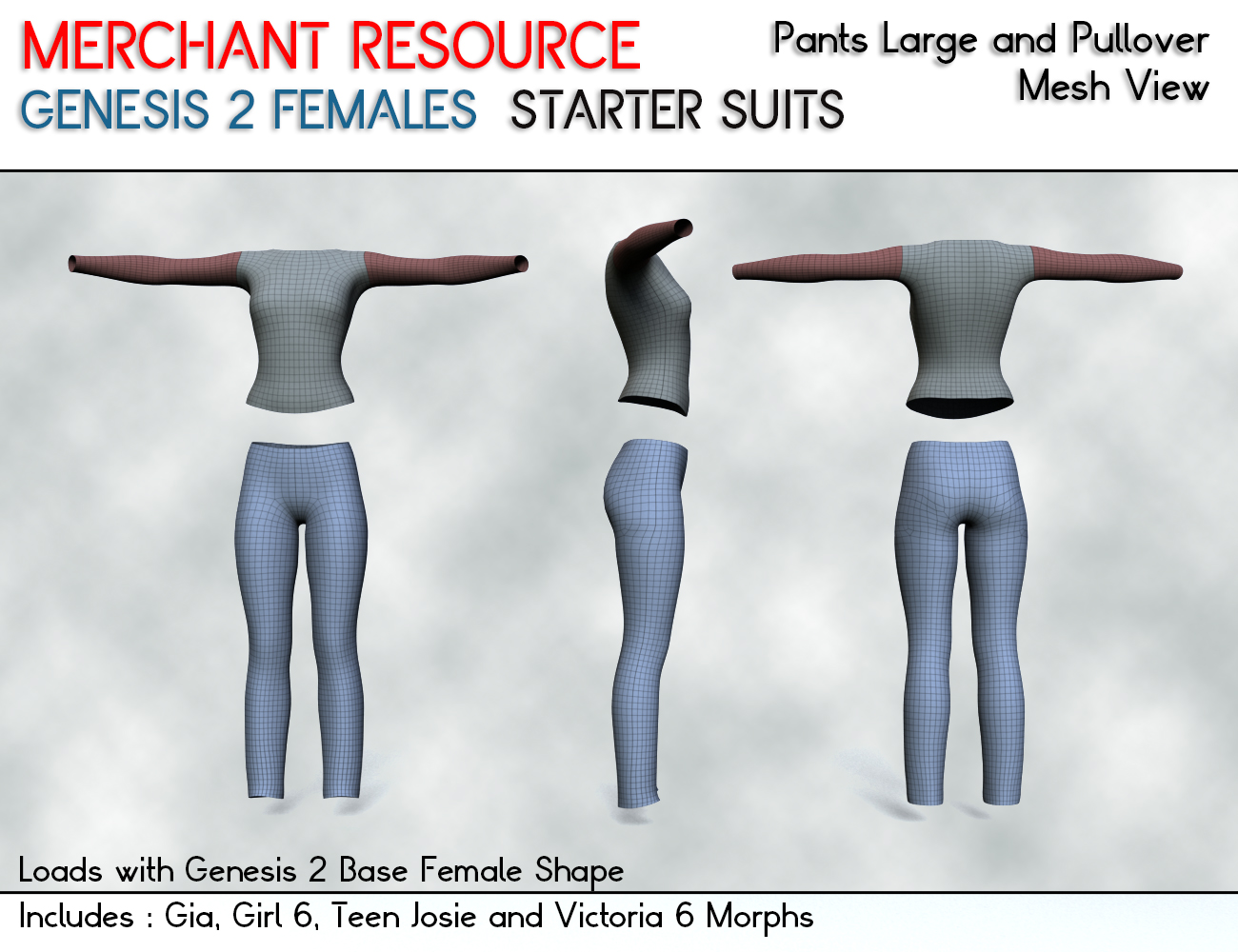 Merchant Resource Genesis 2 Females Starter Suits by: V3Digitimes, 3D Models by Daz 3D
