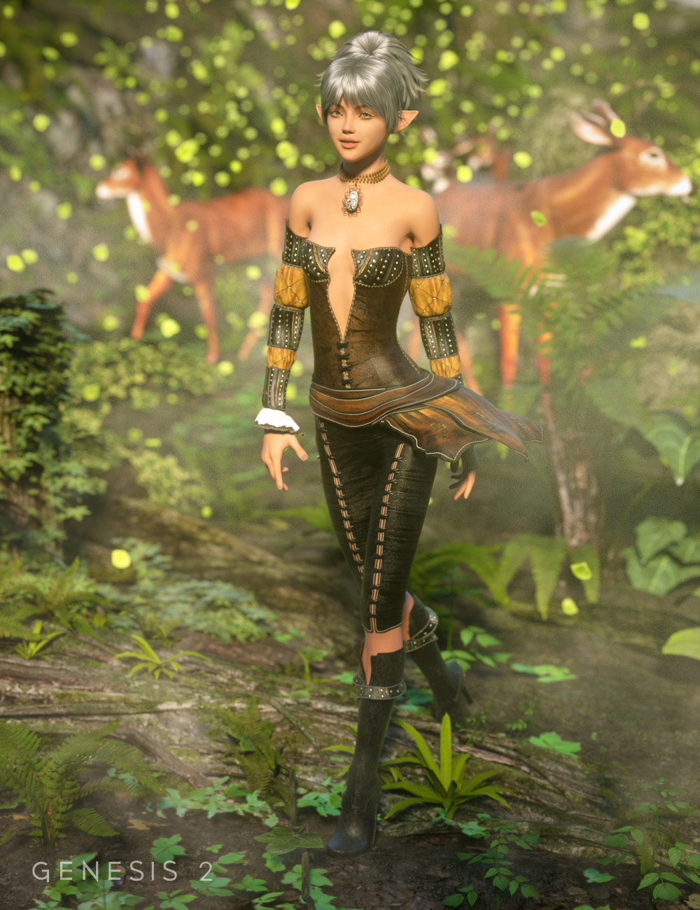 Elven Grove Outfit for Genesis 2 Female(s) by: Barbara BrundonSarsa, 3D Models by Daz 3D