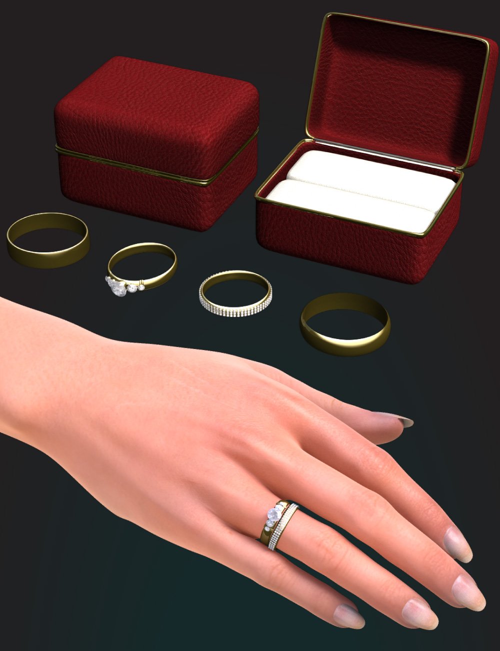 Genesis 2 Wedding Ring Set by: Design Anvil, 3D Models by Daz 3D