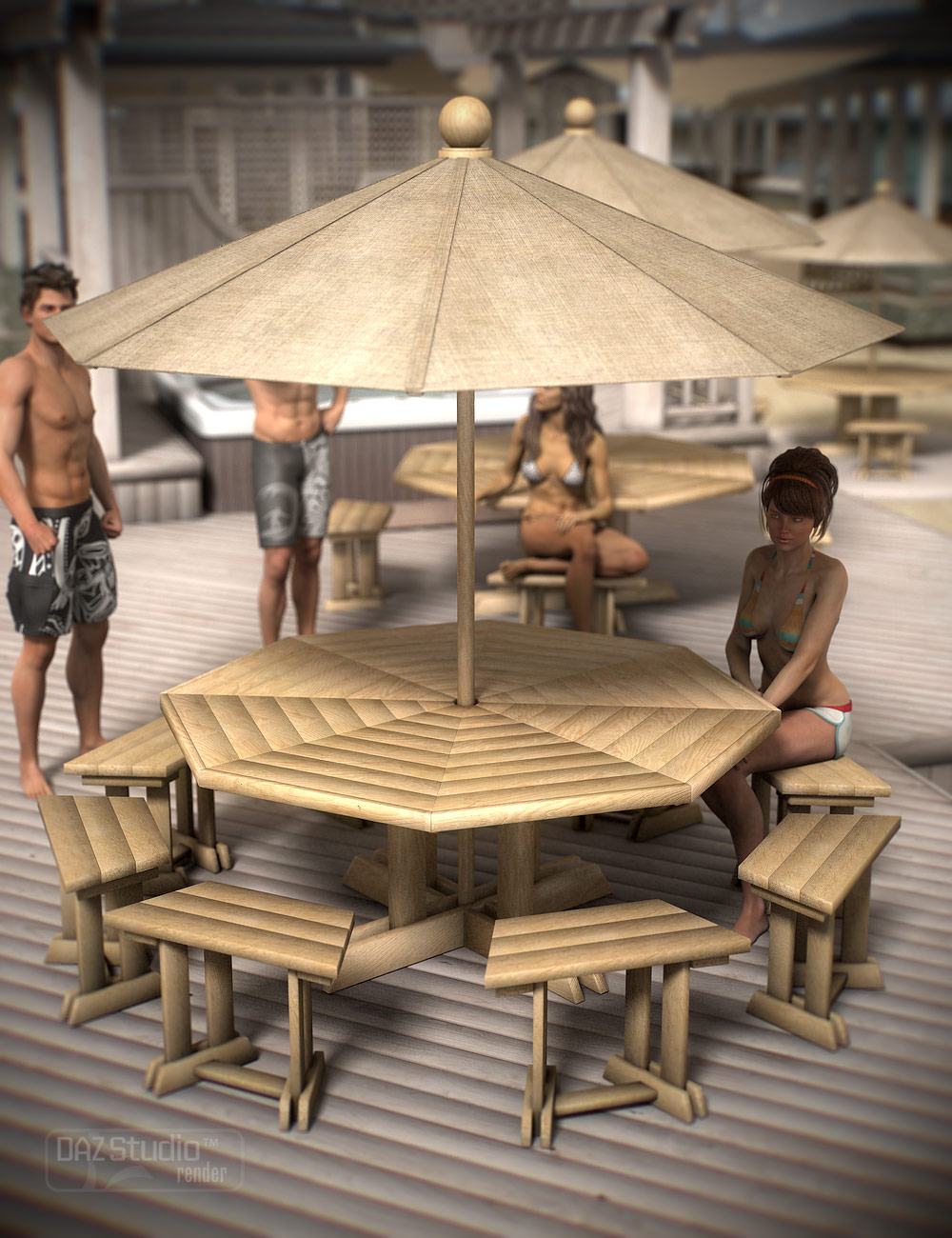 Umbrella Patio Table by: ARTCollab, 3D Models by Daz 3D