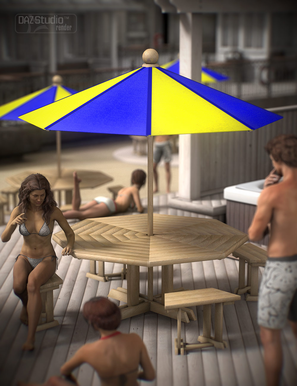 Umbrella Patio Table by: ARTCollab, 3D Models by Daz 3D