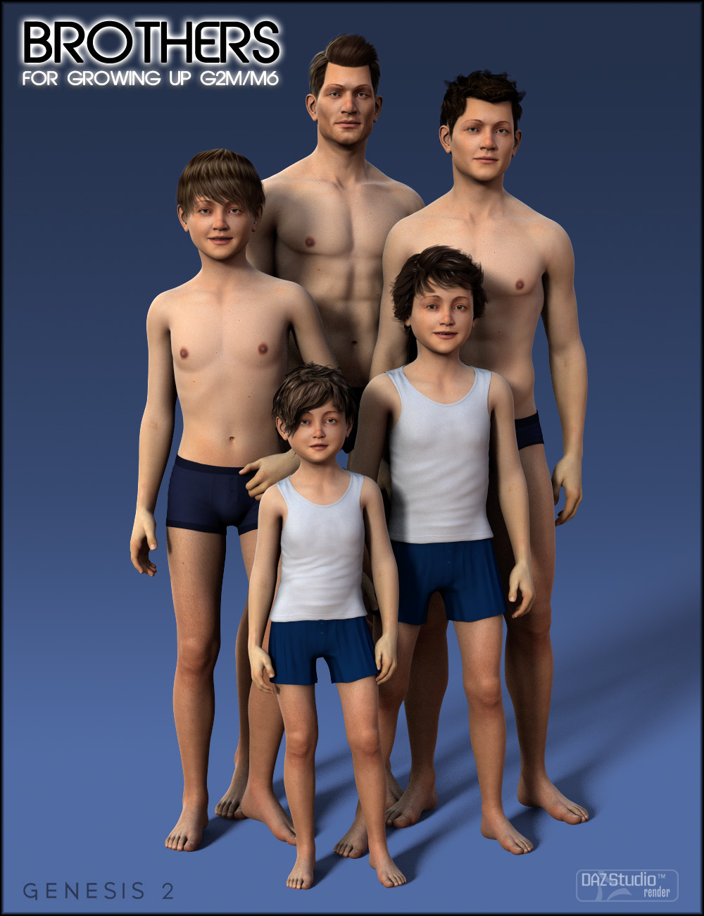 Brothers for Growing Up Genesis 2 Male(s) and M6 by: Zev0ForbiddenWhispersJSGraphics, 3D Models by Daz 3D