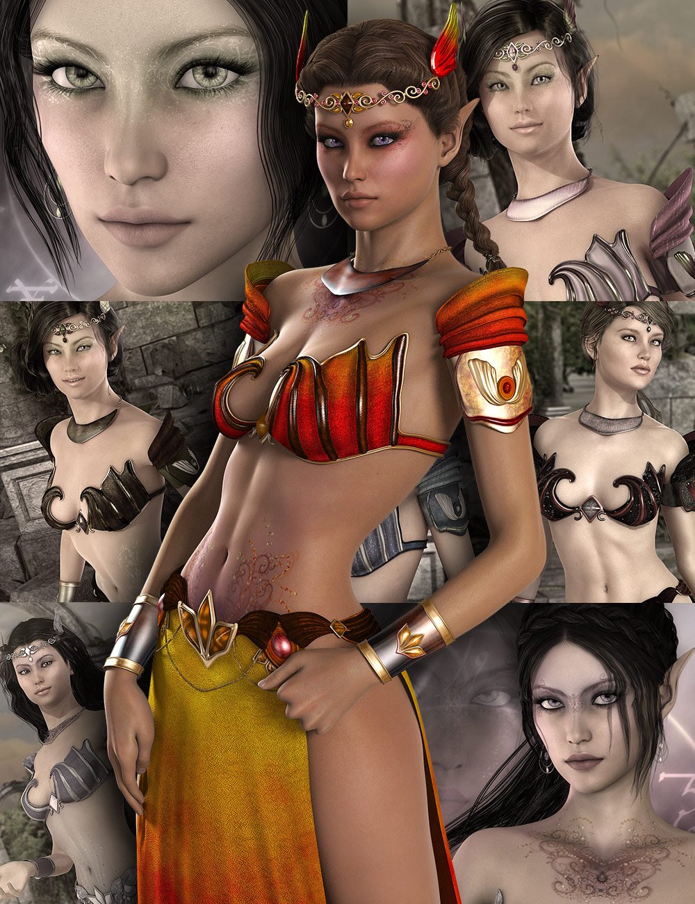 Alessa and Aloisia Fantasy Outfit Bundle by: , 3D Models by Daz 3D