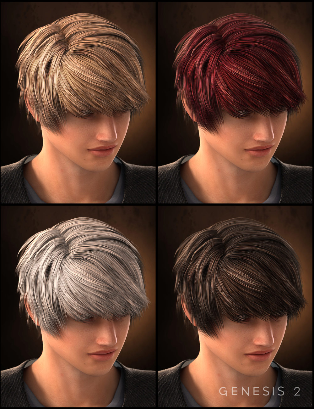 Brit Hair for Genesis 2 Male(s) by: , 3D Models by Daz 3D