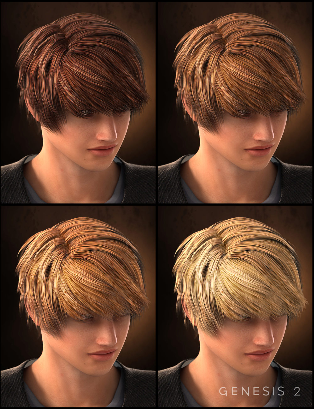 Brit Hair for Genesis 2 Male(s) by: , 3D Models by Daz 3D