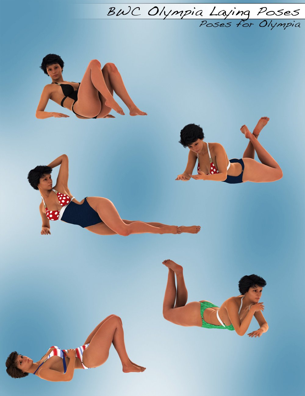 BWC Olympia 6 Laying Poses BWC Olympia 6 Laying Poses by: Sedor, 3D Models by Daz 3D