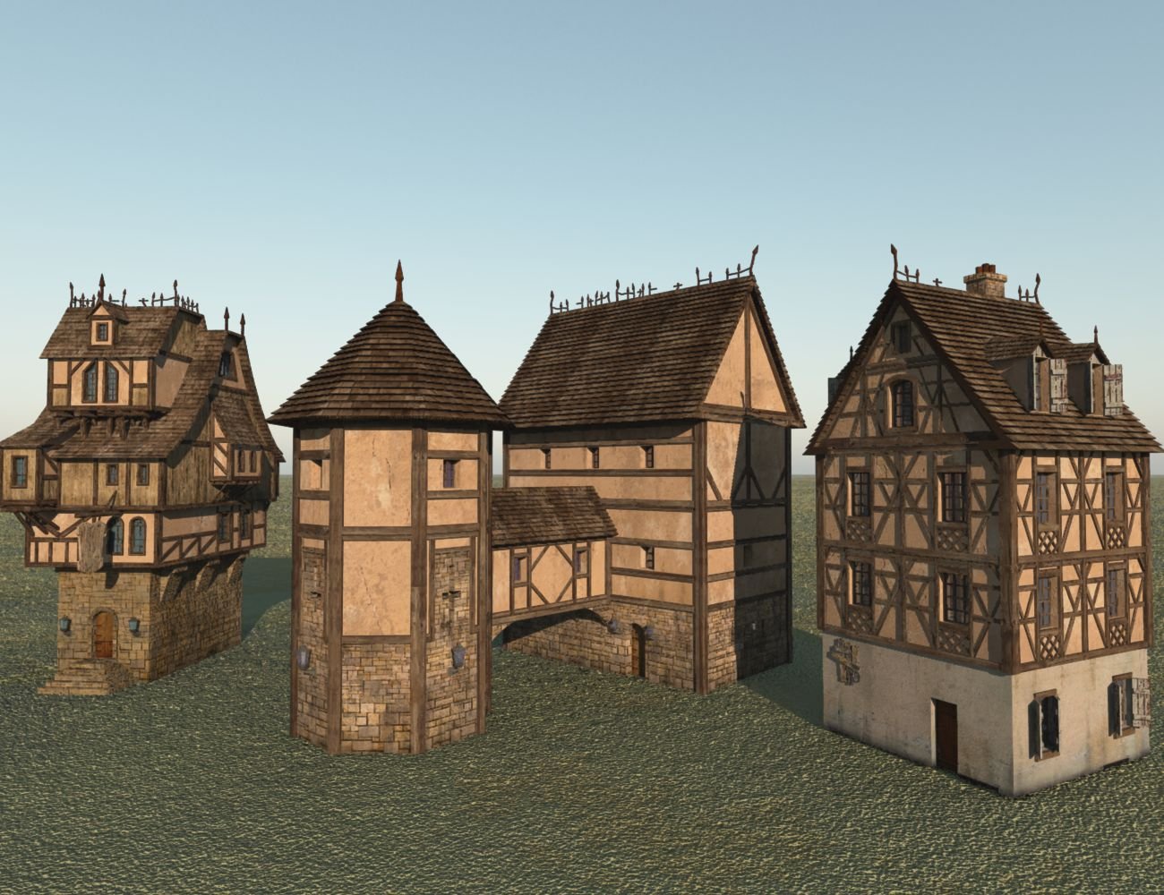 Medieval Houses by: Cornucopia3D, 3D Models by Daz 3D