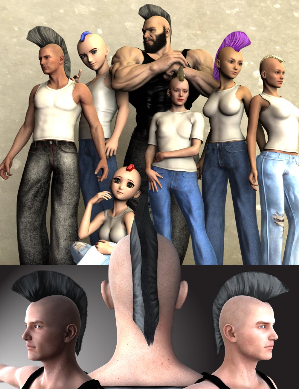 DA Mohawk Genesis by: Design Anvil, 3D Models by Daz 3D