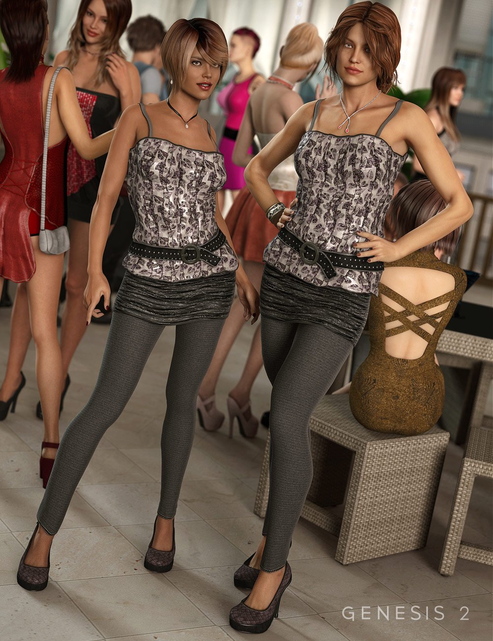 Girl's Night Outfit for Genesis 2 Female(s) by: Barbara BrundonSarsa, 3D Models by Daz 3D