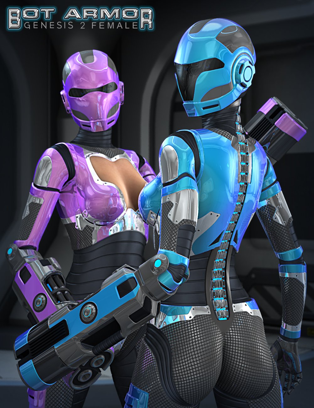 Genesis 2 Female Bot Armor Bundle | Daz 3D

