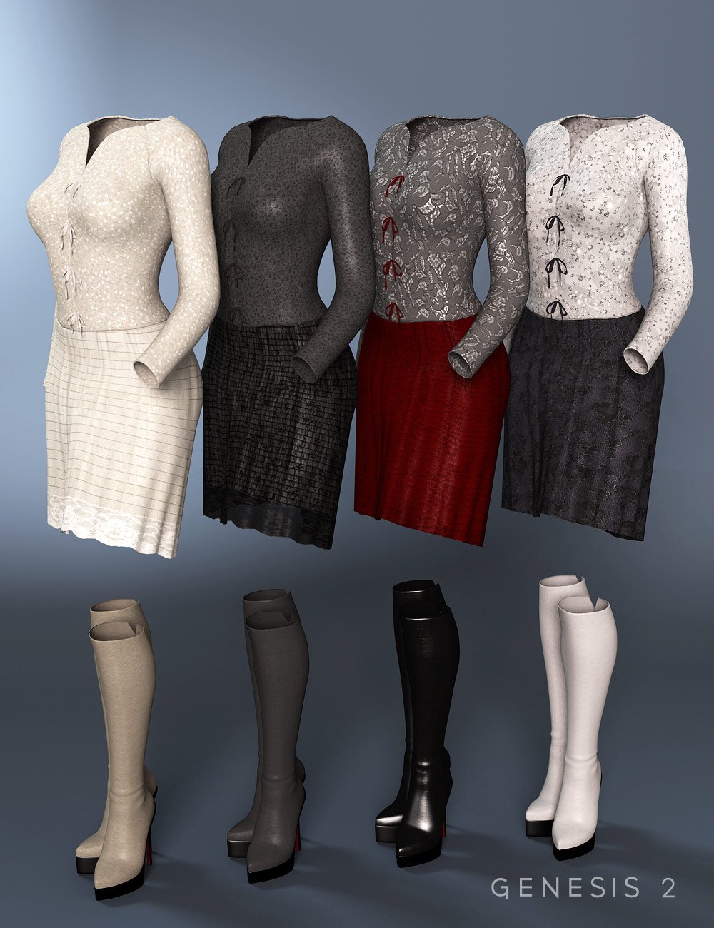 Darcy Outfit for Genesis 2 Female(s) Textures by: Sarsa, 3D Models by Daz 3D