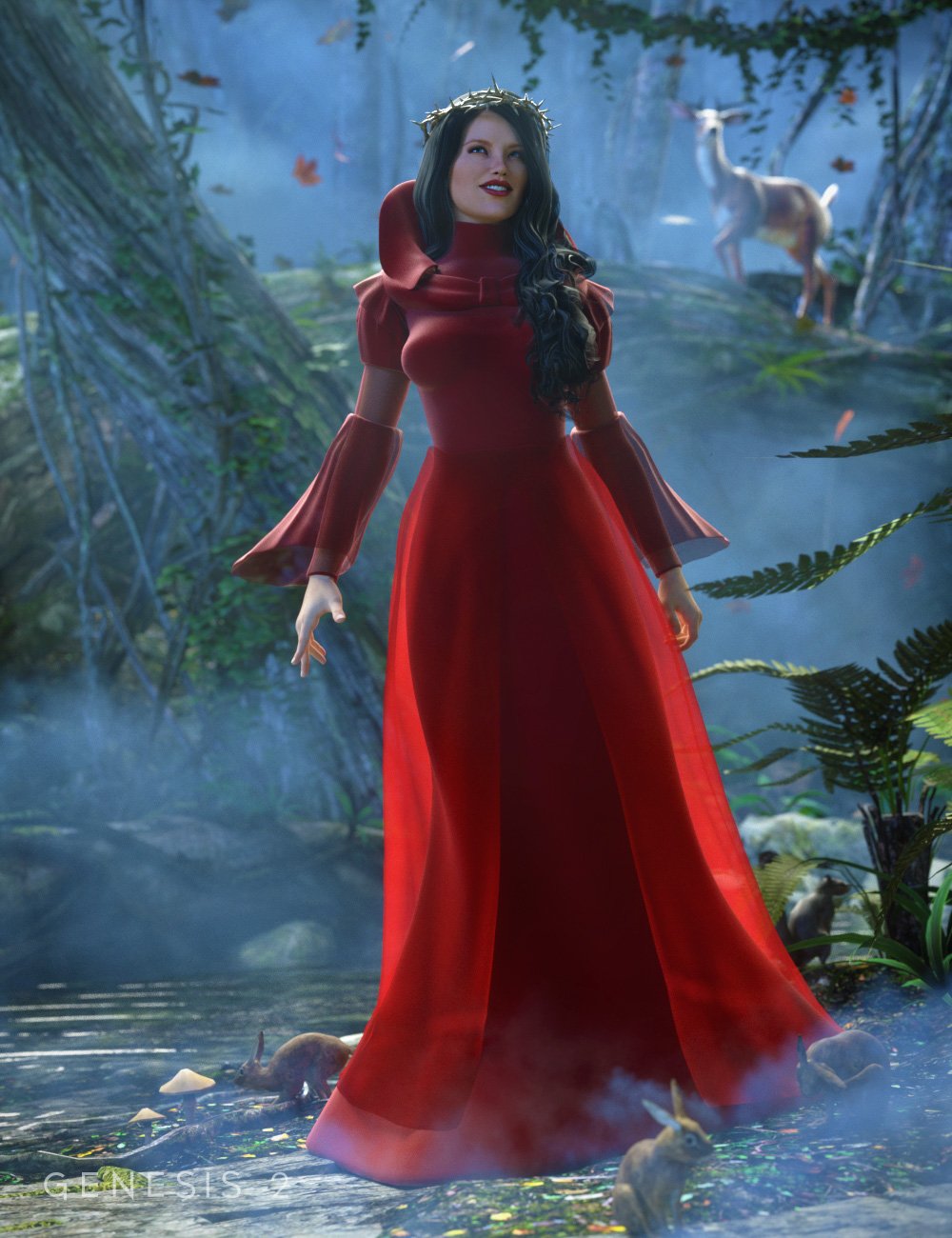 Morphing Fantasy Dress Exp 1 for Genesis 2 Female(s) by: Ravenhair, 3D Models by Daz 3D