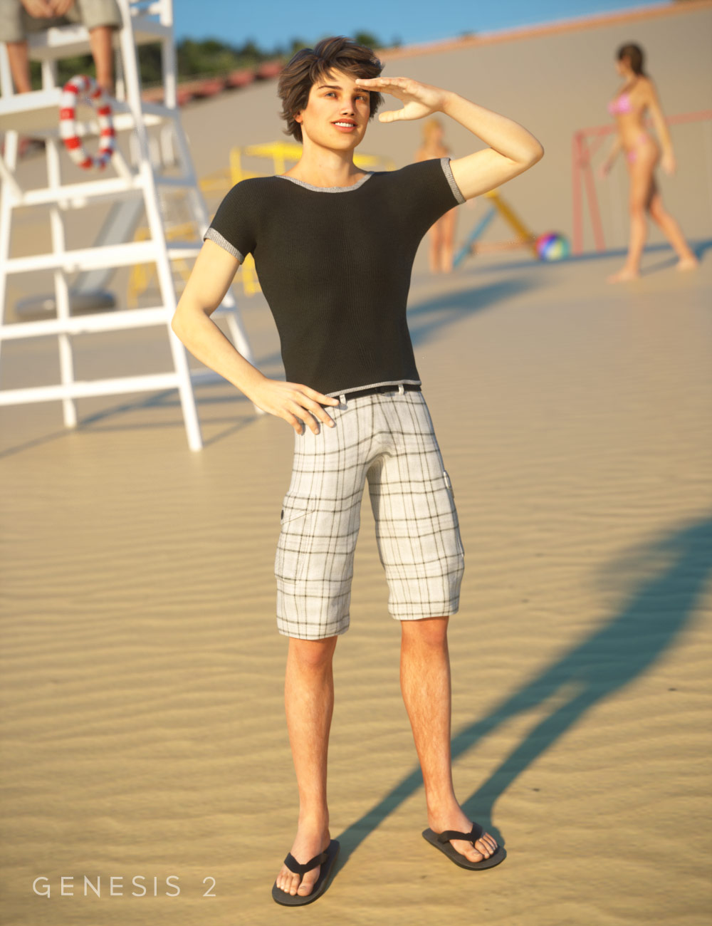 Cargo Shorts and Tee for Genesis 2 Male(s) by: Barbara BrundonSarsa, 3D Models by Daz 3D