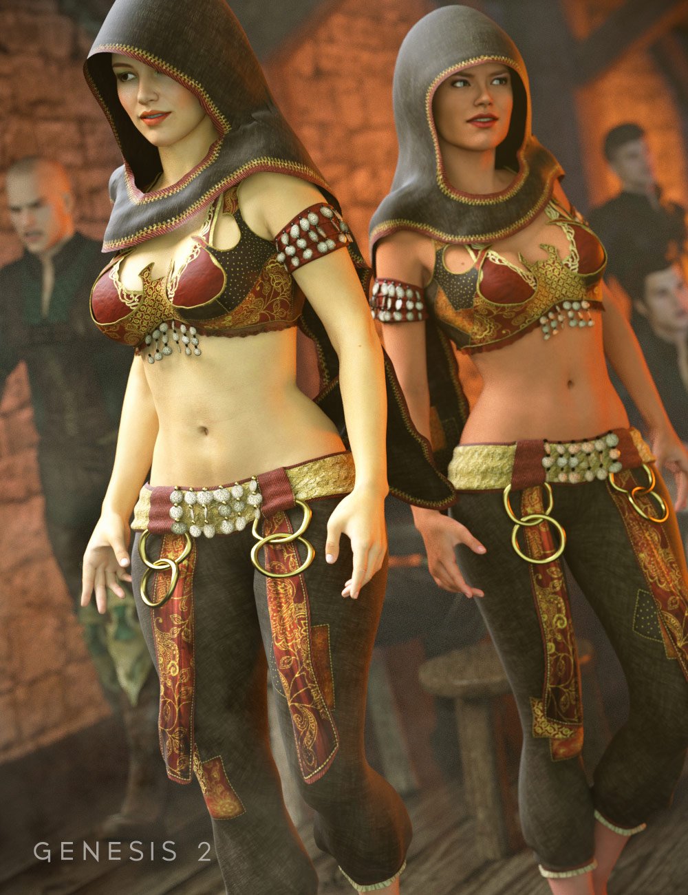 Gypsy Outfit for Genesis 2 Female(s) by: Barbara BrundonSarsa, 3D Models by Daz 3D