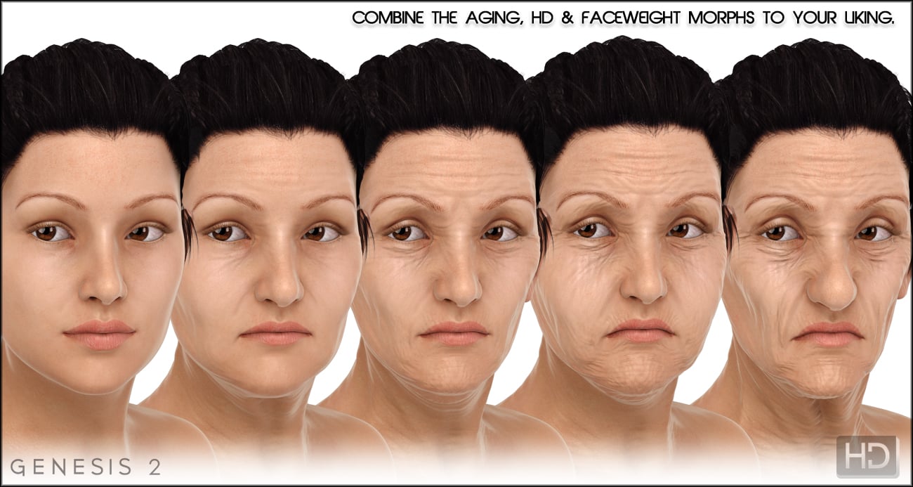 Aging Morphs 2 for Genesis 2 Female(s)/V6 HD Aging Morphs 2 for Genesis 2 Female(s)/V6 HD by: Zev0, 3D Models by Daz 3D