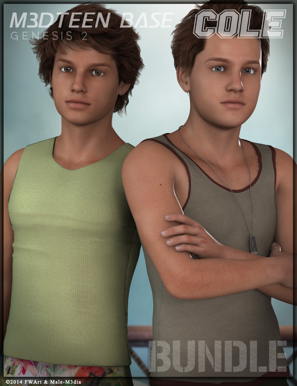 M3DTeen Base for Genesis 2 Male(s) and Cole Bundle by: Male-M3diaFred Winkler Art, 3D Models by Daz 3D