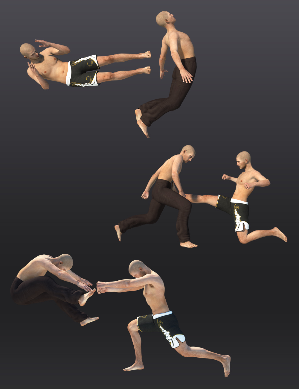 Fighting Poses for Genesis and Genesis 2 by: Andrey Pestryakov, 3D Models by Daz 3D